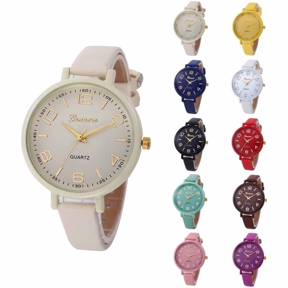 Resicozy Ladies Watches Quartz Watch Wrist Watches Easy Reader Round Watch with Leather Strap 2026 Light White