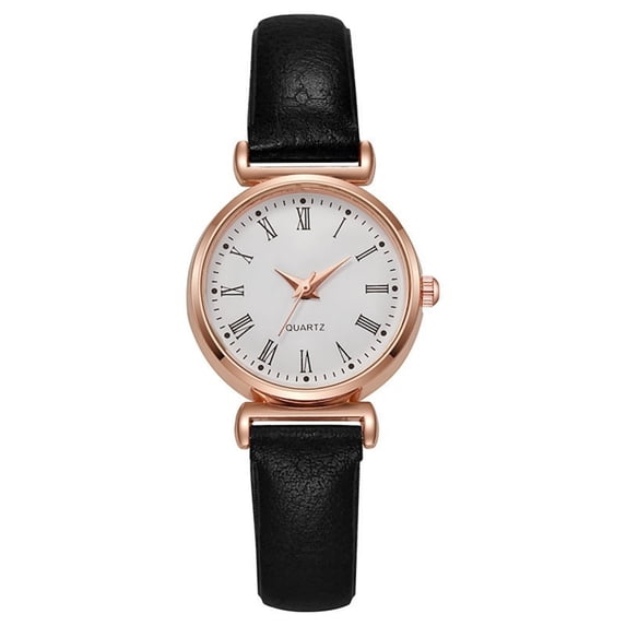 Resicozy Ladies Watches Quartz Waterproof Watch for Women Casual Wrist Watches Easy Reader Watch with Leather Strap Black