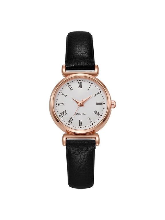 Ladies Watches Quartz Waterproof Watch for Women Casual Wrist Watches Easy Reader Watch with Leather Strap Black