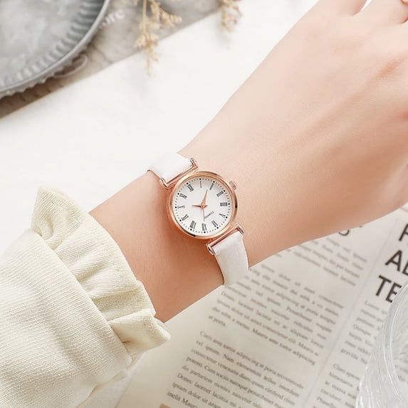 Resicozy Ladies Watches Quartz Waterproof Watch for Women Casual Wrist Watches Easy Reader Watch with Leather Strap White