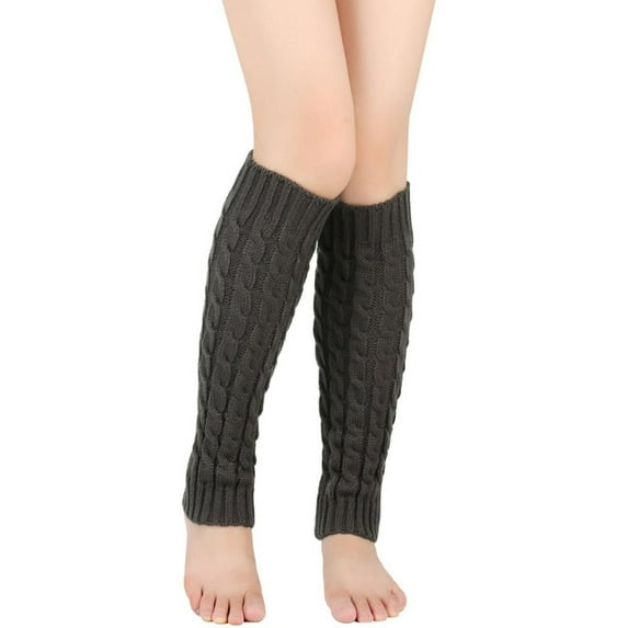 Resicozy Leg Warmers for Women 80s Cable Knit Leg Warmer for Dance Figure Skating Yoga Party Solid Color Long Socks Dark Gray