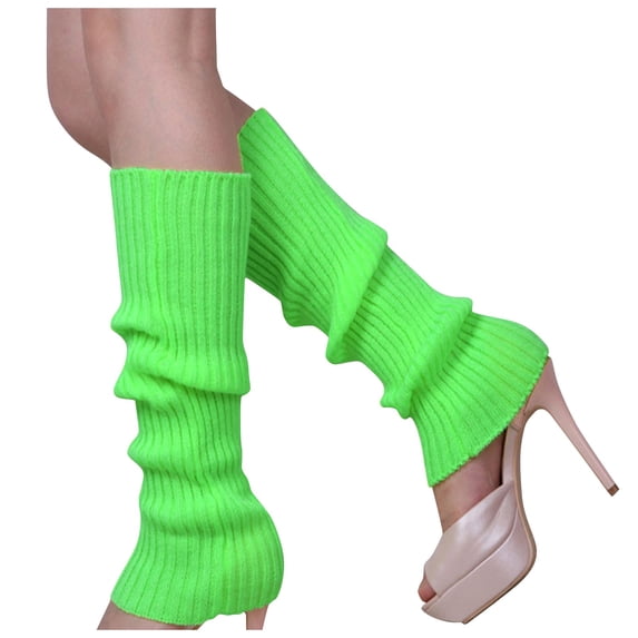 Resicozy Leg Warmers for Women Fall Winter Y2K Knitted Socks Trendy Solid Color Stockings for Sports Work Travel Green