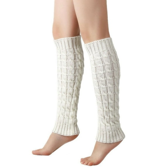 Resicozy Leg Warmers for Women Solid Color Knee High Cable Knit Warm Thermal Spring Winter Sleeve 2026 White