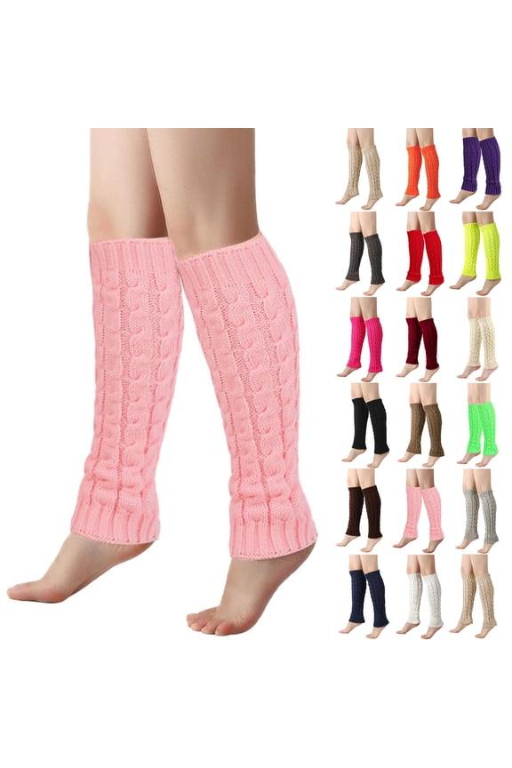 Leg Warmers for Women Winter Knee High Cable Knit Warm Solid Long Boot Socks for 80s Accessories Party Yoga Dance Black