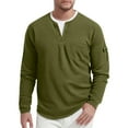 thumbnail image 1 of Resicozy Long Sleeve Henley Shirts for Men Casual Waffle Fashion Solid Color Pullover 3-Button T-Shirt with Pocket Army Green S, 1 of 4