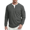 thumbnail image 1 of Resicozy Long Sleeve Henley Shirts for Men Casual Waffle Fashion Solid Color Pullover 3-Button T-Shirt with Pocket Gray 2XL, 1 of 6