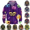 thumbnail image 1 of Resicozy Mardi Gras Full-Zip Up Hooded Casual Sweatshirts with Pockets Long Sleeve Sweatshirt Sports 2026 Hooded Jacket Navy M, 1 of 5