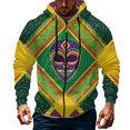 thumbnail image 1 of Resicozy Mardi Gras Full-Zip Up Hooded Casual Sweatshirts with Pockets Long Sleeve Sweatshirt Sports 2026 Hooded Jackets Green L, 1 of 4