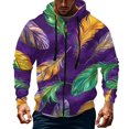 thumbnail image 1 of Resicozy Mardi Gras Full-Zip Up Hooded Casual Sweatshirts with Pockets Long Sleeve Sweatshirt Sports 2026 Hooded Jackets Purple 2XL, 1 of 4