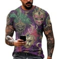 thumbnail image 1 of Resicozy Mardi Gras Shirt for Men Funny Print Pullovers Fashion Casual Crewneck Short Sleeve Shirts Purple Pink M, 1 of 5