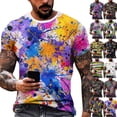 thumbnail image 1 of Resicozy Mardi Gras Shirts for Men Casual Funny Printed Shirt Fashion Round Neck Short Sleeve Pullover Tops 2026 Navy XL, 1 of 6