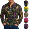 thumbnail image 1 of Resicozy Mardi Gras Sweatshirt for Men Printed Casual Long Sleeve Sweatshirts 1/4 Zipper Stand Collar Pullover Green 1 2XL, 1 of 5