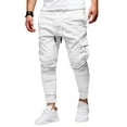 thumbnail image 1 of Resicozy Men Cargo Joggers Pants Drawstring Sports Athletic Workout Fitness Track Cargo Tapered Jogging Trousers with Pockets White L, 1 of 5