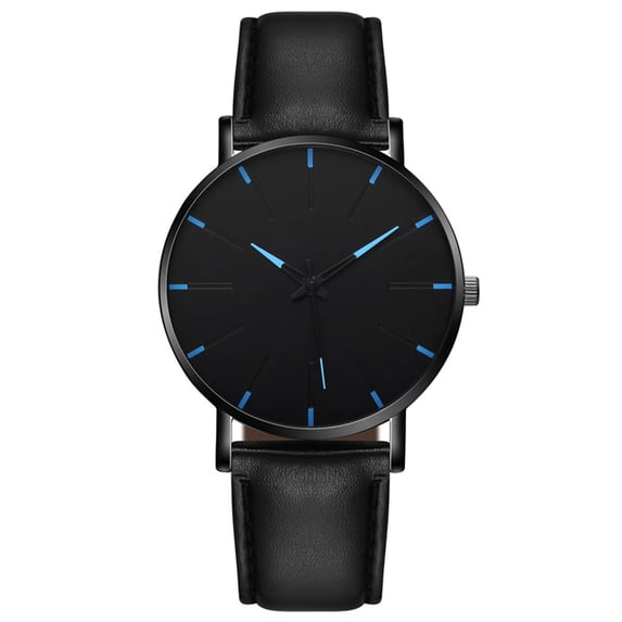 Resicozy Men Leather Watches Business Work Casual Dress Fashion Simple Casual Round Watch for Men Black Blue
