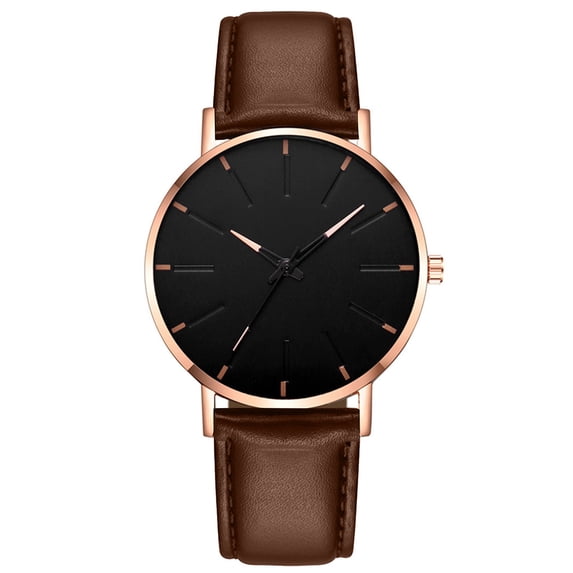 Resicozy Men Leather Watches Business Work Casual Dress Fashion Simple Casual Round Watch for Men Brown White