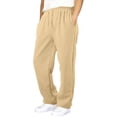 thumbnail image 1 of Resicozy Men Sweatpants With Pockets Baggy Straight Leg Drawstring Waist Joggers Pant Workout Gym Athletic Running Sweat Pants Beige S, 1 of 6