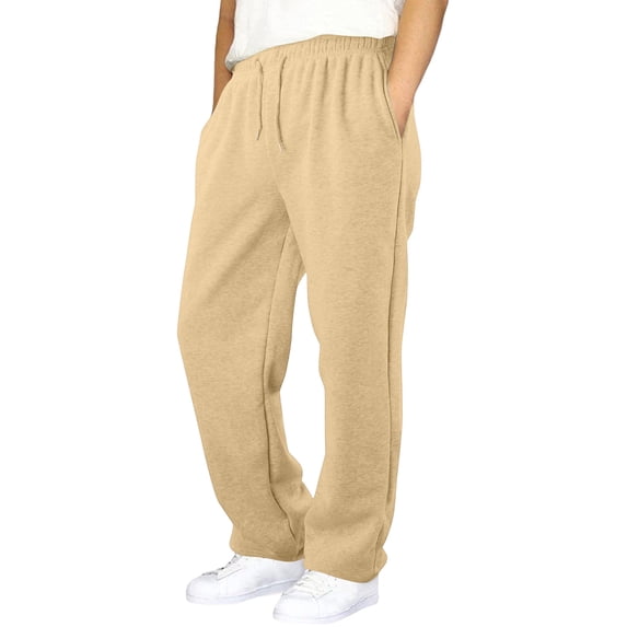 Resicozy Men Sweatpants With Pockets Baggy Straight Leg Drawstring Waist Joggers Pant Workout Gym Athletic Running Sweat Pants Beige S