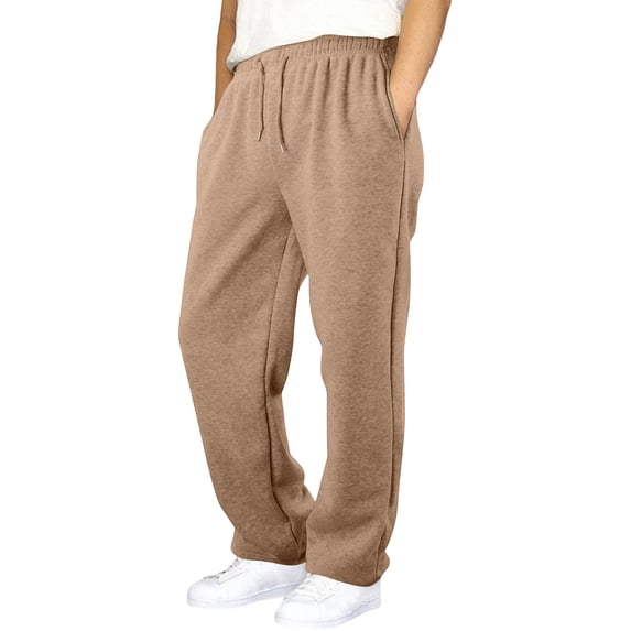 Resicozy Men Sweatpants With Pockets Baggy Straight Leg Drawstring Waist Joggers Pant Workout Gym Athletic Running Sweat Pants Camel L