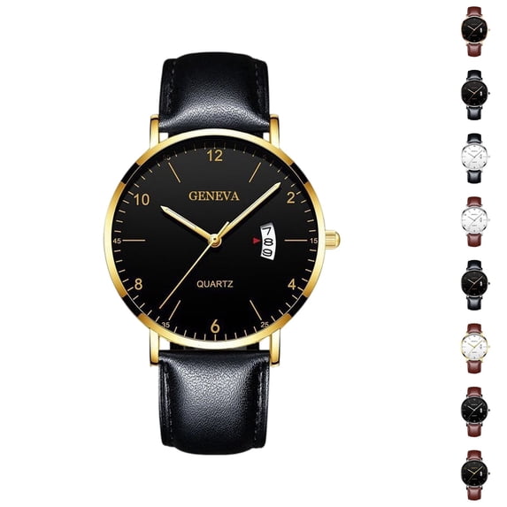 Resicozy Men Watch Quartz Waterproof Wristwatch with Leather Band Casual Simple Fashion Mens Watches Gift