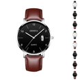 thumbnail image 1 of Resicozy Men Watch Quartz Waterproof Wristwatch with Leather Band Casual Simple Fashion Mens Watches Gift, 1 of 4