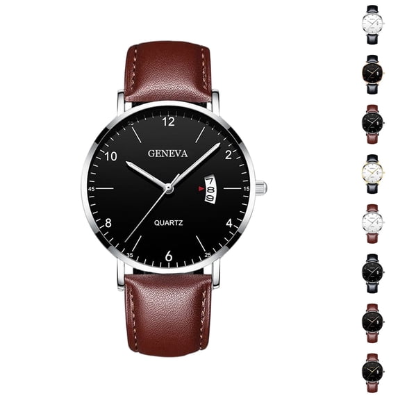 Resicozy Men Watch Quartz Waterproof Wristwatch with Leather Band Casual Simple Fashion Mens Watches Gift