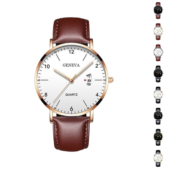 Resicozy Men Watch Quartz Waterproof Wristwatch with Leather Band Casual Simple Fashion Mens Watches Gift