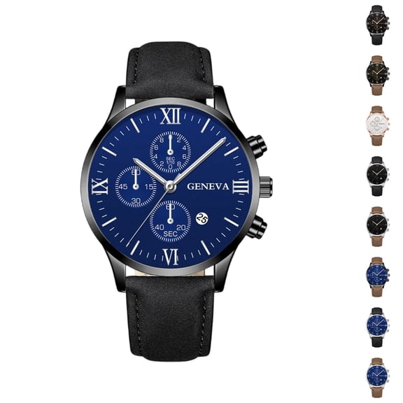 Resicozy Men Watches Quartz Watch Casual Men's Wrist Watches Date Display Mens Watch with Leather Strap