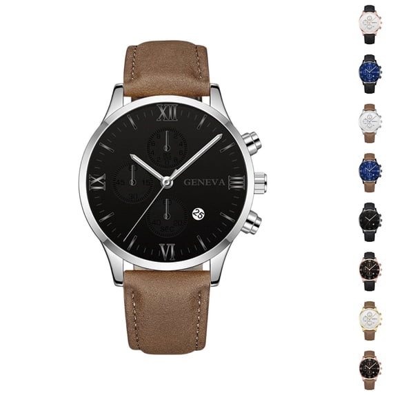 Resicozy Men Watches Quartz Watch Casual Men's Wrist Watches Date Display Mens Watch with Leather Strap