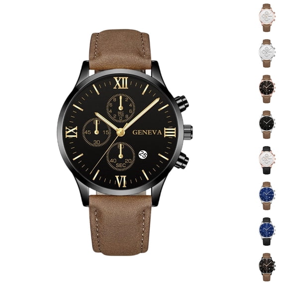 Resicozy Men Watches Quartz Watch Casual Men's Wrist Watches Date Display Mens Watch with Leather Strap