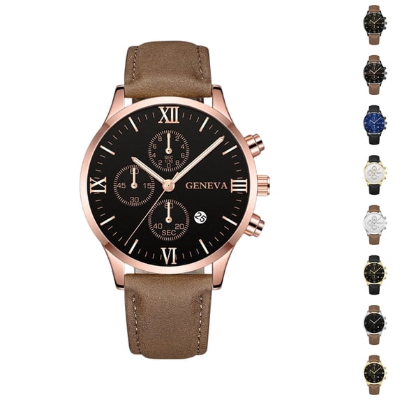 Resicozy Men Watches Quartz Watch Casual Men's Wrist Watches Date Display Mens Watch with Leather Strap