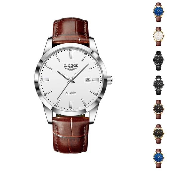 Resicozy Men Watches Quartz Waterproof Watch for Men Casual Wrist Watches with Leather Strap
