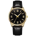 thumbnail image 1 of Resicozy Men Watches Round Dial Classic Watch with Leather Strap for Daily Casual Wear - Birthday Holiday Gifts for Father Husband Black, 1 of 2