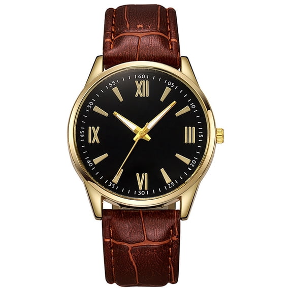 Resicozy Men Watches Round Dial Classic Watch with Leather Strap for Daily Casual Wear - Birthday Holiday Gifts for Father Husband Brown