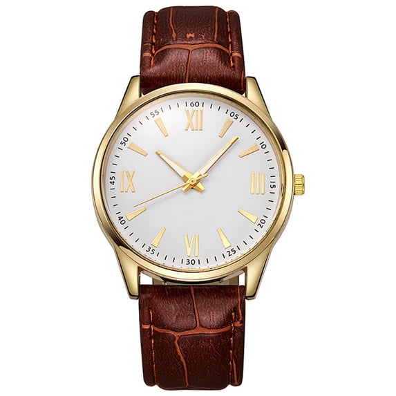 Resicozy Men Watches Round Dial Classic Watch with Leather Strap for Daily Casual Wear - Birthday Holiday Gifts for Father Husband Gold