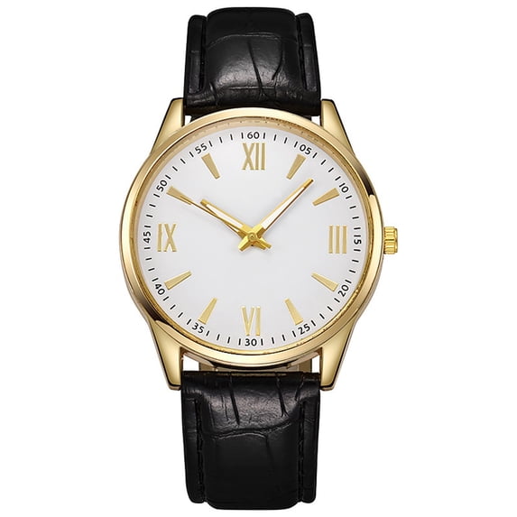 Resicozy Men Watches Round Dial Classic Watch with Leather Strap for Daily Casual Wear - Birthday Holiday Gifts for Father Husband White