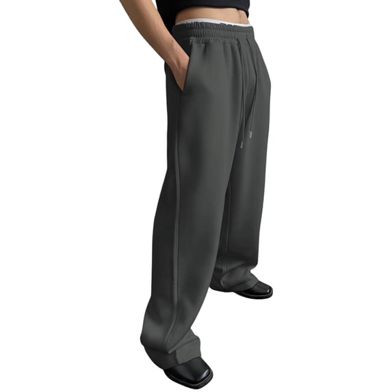 Resicozy Men's Baggy Sweatpants Casual Fashion Wide Leg Lounge Sweat Pants with Pockets 2026 Dark Gray L