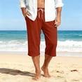thumbnail image 1 of Resicozy Men's Capri Pants Casual Lightweight 3/4 Baggy Pants Drawstring Elastic Waist Beach Yoga Pants with Pockets Ginger L, 1 of 8