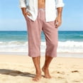 thumbnail image 1 of Resicozy Men's Capri Pants Casual Lightweight 3/4 Baggy Pants Drawstring Elastic Waist Beach Yoga Pants with Pockets Pink XL, 1 of 8