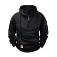 thumbnail image 1 of Resicozy Men's Cargo Hoodies Quarter Zip Sweatshirts Tactical Pullover Casual Gym Athletic Loose Hooded Sweatshirts with Pockets Black 2XL, 1 of 4