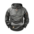 thumbnail image 1 of Resicozy Men's Cargo Hoodies Quarter Zip Sweatshirts Tactical Pullover Casual Gym Athletic Loose Hooded Sweatshirts with Pockets Gray 3XL, 1 of 4