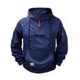 thumbnail image 1 of Resicozy Men's Cargo Hoodies Quarter Zip Sweatshirts Tactical Pullover Casual Gym Athletic Loose Hooded Sweatshirts with Pockets Navy 2XL, 1 of 4