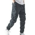 thumbnail image 1 of Resicozy Men's Casual Cargo Sweatpants Waist Drawstring Joggers Hiking Tactical Pants for Men with Zipper Pockets Dark Gray 2XL, 1 of 5