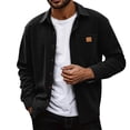 thumbnail image 1 of Resicozy Men's Corduroy Button Down Shirts Solid Color Jackets Casual Long Sleeve Lightweight Overshirts with Flap Pocket Black L, 1 of 6