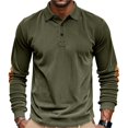 thumbnail image 1 of Resicozy Men's Corduroy Shirts Solid Color 2025 Fall Half Button Long Sleeves Shirt Casual Work Collared Shirts Army Green XL, 1 of 9