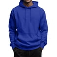 thumbnail image 1 of Resicozy Men's Fashion Pullover Hoodie Loose Fit Solid Color Soft Drawstring Hooded Sweatshirt With Pockets Blue M, 1 of 5