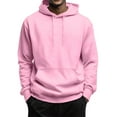 thumbnail image 1 of Resicozy Men's Fashion Pullover Hoodies Loose Fit Solid Color Soft Drawstring Hooded Sweatshirt With Pockets Pink 3XL, 1 of 4