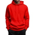 thumbnail image 1 of Resicozy Men's Hooded Pullover Casual Solid Color Long Sleeve Drawstring Fashion Gym Hoodies Sweatshirts with Pocket Red M, 1 of 4