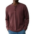 thumbnail image 1 of Resicozy Men's Henley Shirts Long Sleeve Fashion Lightweight Button Plain T-Shirt Casual Basic Tee Top Brown M, 1 of 4