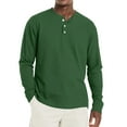 thumbnail image 1 of Resicozy Men's Henley Shirts Long Sleeve Fashion Lightweight Button Plain T-Shirt Casual Basic Tee Tops Dark Green XL, 1 of 4