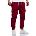 thumbnail image 1 of Resicozy Men's Hiking Cargo Pants Joggers Slim Fit Stretch Lightweight Casual Work Pants with Pockets Elastic Drawstring Waist Red S, 1 of 5